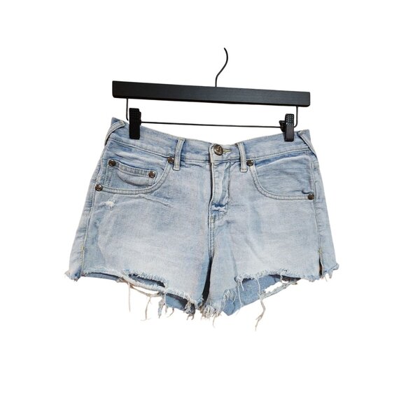 Free People Distressed Light Wash Denim Cutoff Shorts Size 25 - Picture 1 of 3